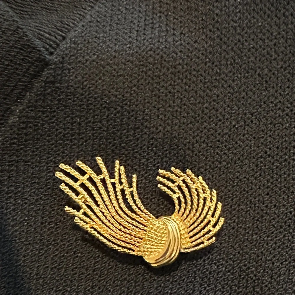Gold Tone Wing Brooch by M Jent